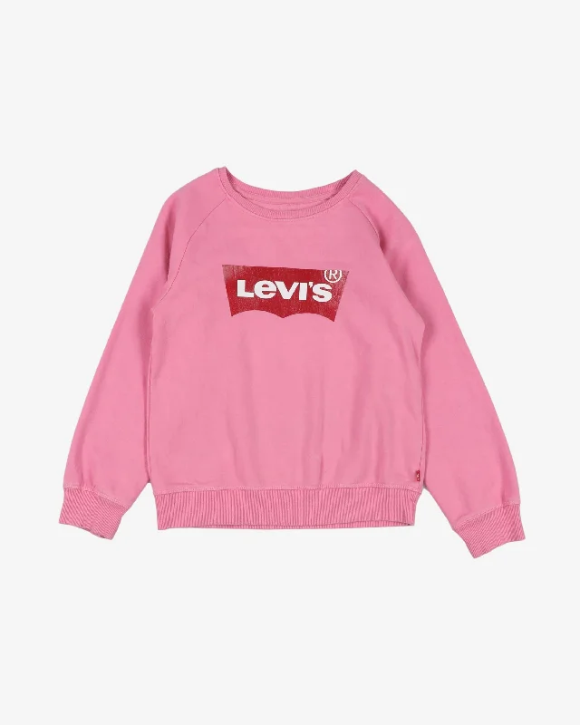 Levis pink red batwing logo printed sweatshirt - xs Hoodie with Strings Custom Fit Adjustable Levis pink red batwing logo printed sweatshirt - xs Hoodie with Strings Custom Fit Adjustable