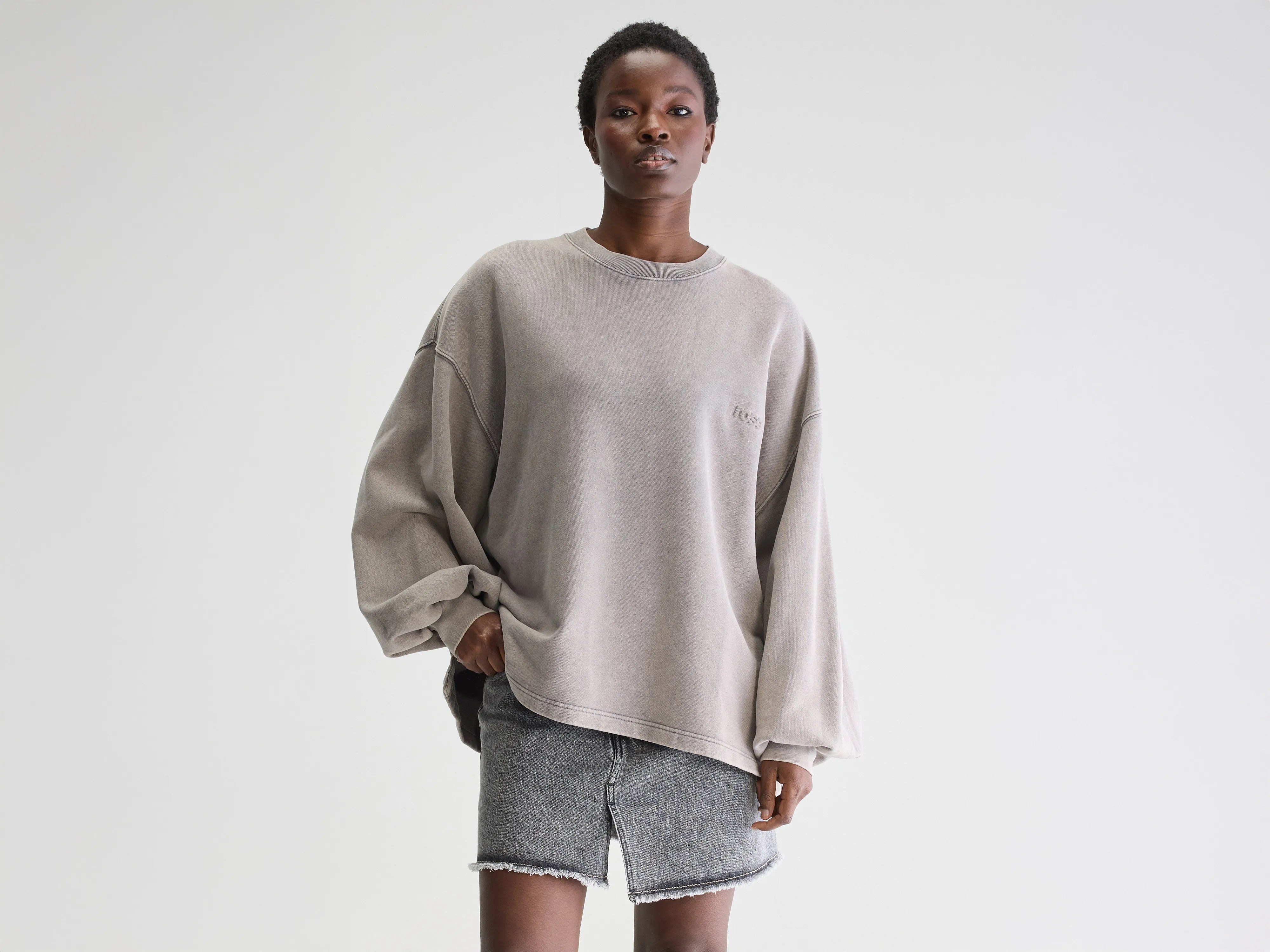 Fave crewneck sweatshirt (251 / W / DEEP GREY) Hoodie with Exposed Zipper Edgy Industrial Fave crewneck sweatshirt (251 / W / DEEP GREY) Hoodie with Exposed Zipper Edgy Industrial