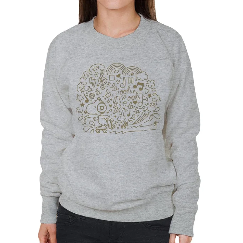 Peanuts Snoopy Skating And Listening To Music Women's Sweatshirt Hoodie with Elastic Cuffs Stretchable Comfortable Peanuts Snoopy Skating And Listening To Music Women's Sweatshirt Hoodie with Elastic Cuffs Stretchable Comfortable