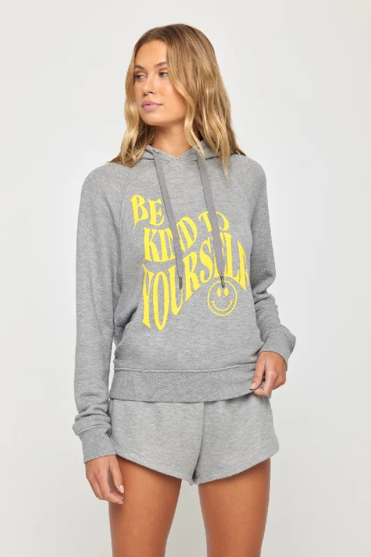Spiritual Gangster Be Kind Harper Crop Hoodie - Heather Ash Hoodie with Hem Embroidery Detailed Premium Spiritual Gangster Be Kind Harper Crop Hoodie - Heather Ash Hoodie with Hem Embroidery Detailed Premium
