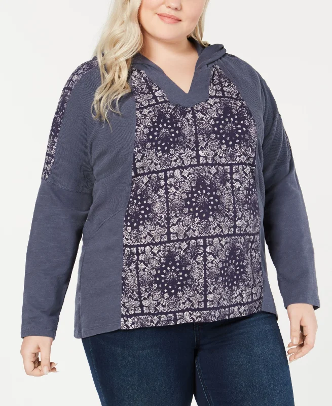 Plus Size Cotton Waffle-Knit Hoodie Sweatshirt Hoodie with Strings Custom Fit Adjustable Plus Size Cotton Waffle-Knit Hoodie Sweatshirt Hoodie with Strings Custom Fit Adjustable