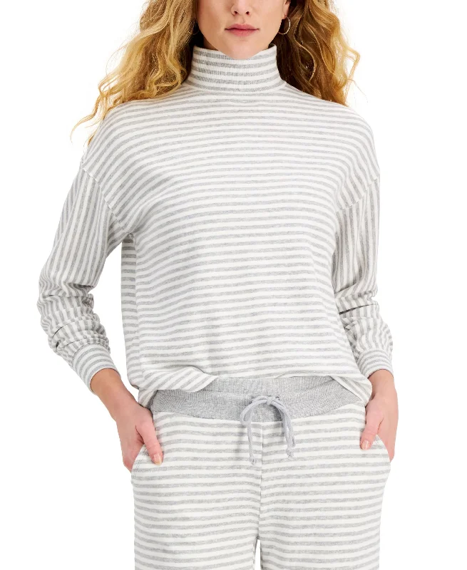 Style & Co Petite Striped Mock Neck Sweatshirt Hoodie with Pattern Geometric Abstract Style & Co Petite Striped Mock Neck Sweatshirt Hoodie with Pattern Geometric Abstract