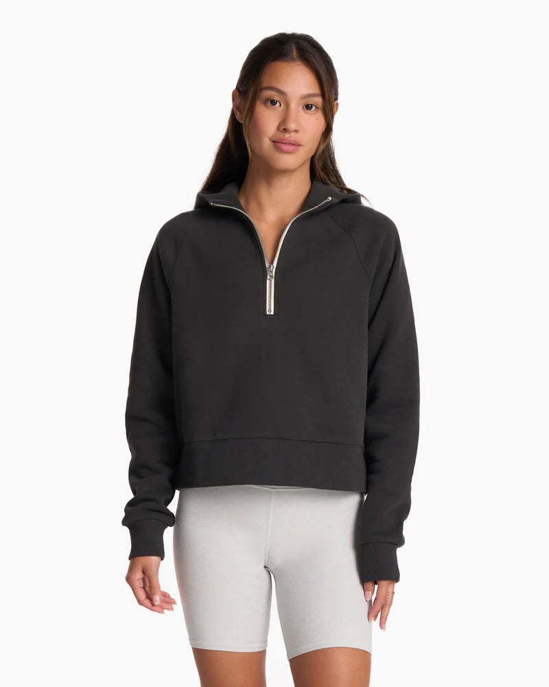 Vuori Restore Half Zip Hoodie - Washed Black Hoodie with Toggle Buttons Decorative Unique Vuori Restore Half Zip Hoodie - Washed Black Hoodie with Toggle Buttons Decorative Unique