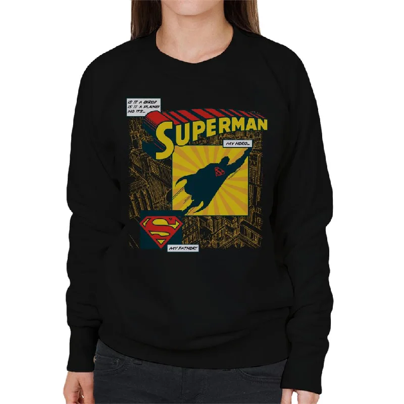 Superman Fathers Day My Hero My Father Women's Sweatshirt Hoodie with Oversized Fit Loose Comfortable Superman Fathers Day My Hero My Father Women's Sweatshirt Hoodie with Oversized Fit Loose Comfortable