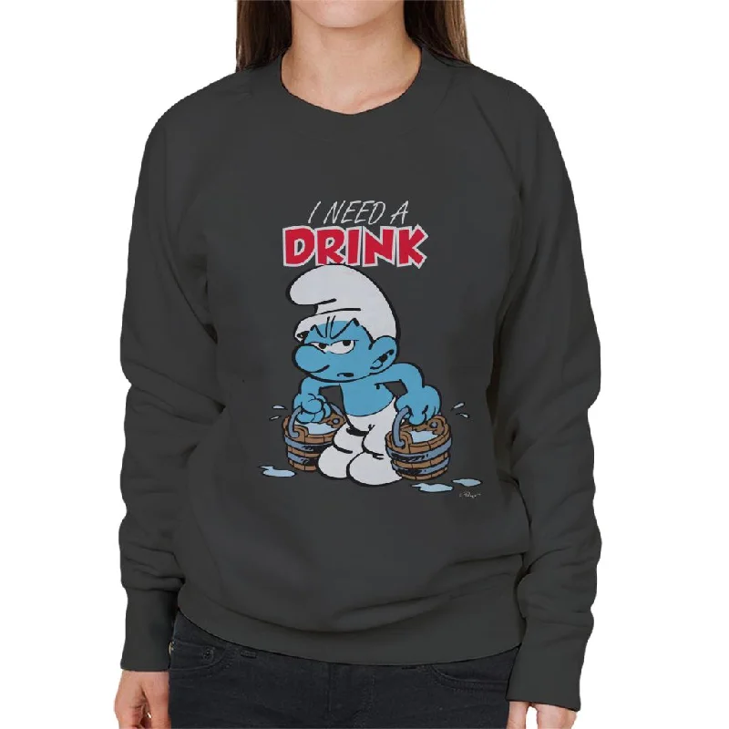 The Smurfs I Need A Drink Women's Sweatshirt Hoodie with Oversized Fit Loose Comfortable The Smurfs I Need A Drink Women's Sweatshirt Hoodie with Oversized Fit Loose Comfortable