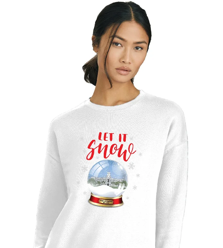 The Citadel, Padgett Thomas Barracks Snow Globe Design, Unisex Drop Shoulder Sweatshirt Hoodie with Half-Zip Sporty Casual The Citadel, Padgett Thomas Barracks Snow Globe Design, Unisex Drop Shoulder Sweatshirt Hoodie with Half-Zip Sporty Casual
