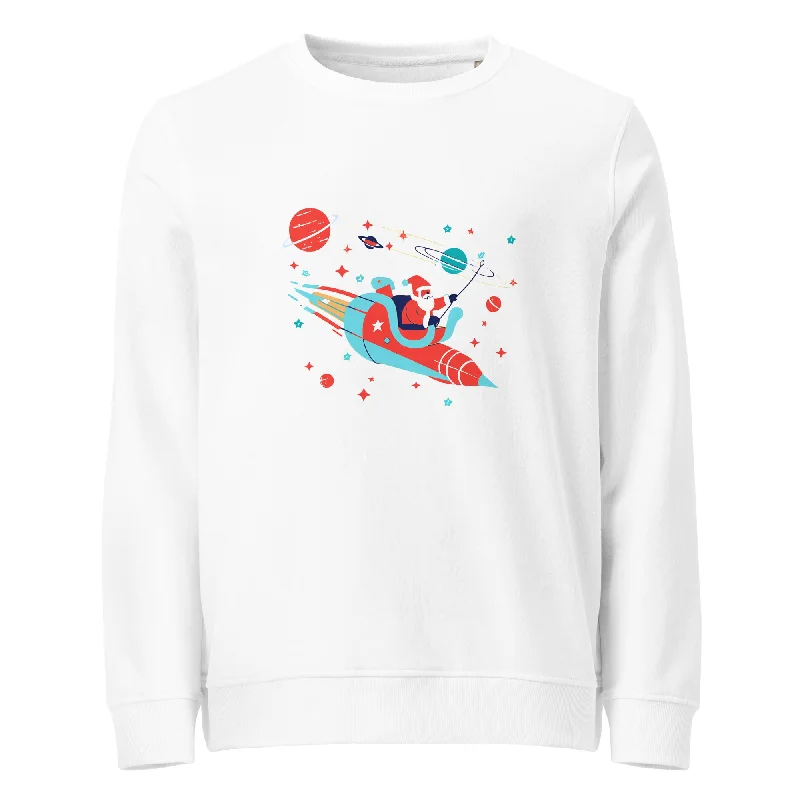 Rocket Ride to Christmas Graphic Women Organic Sweatshirt Hoodie with Half-Zip Sporty Casual Rocket Ride to Christmas Graphic Women Organic Sweatshirt Hoodie with Half-Zip Sporty Casual