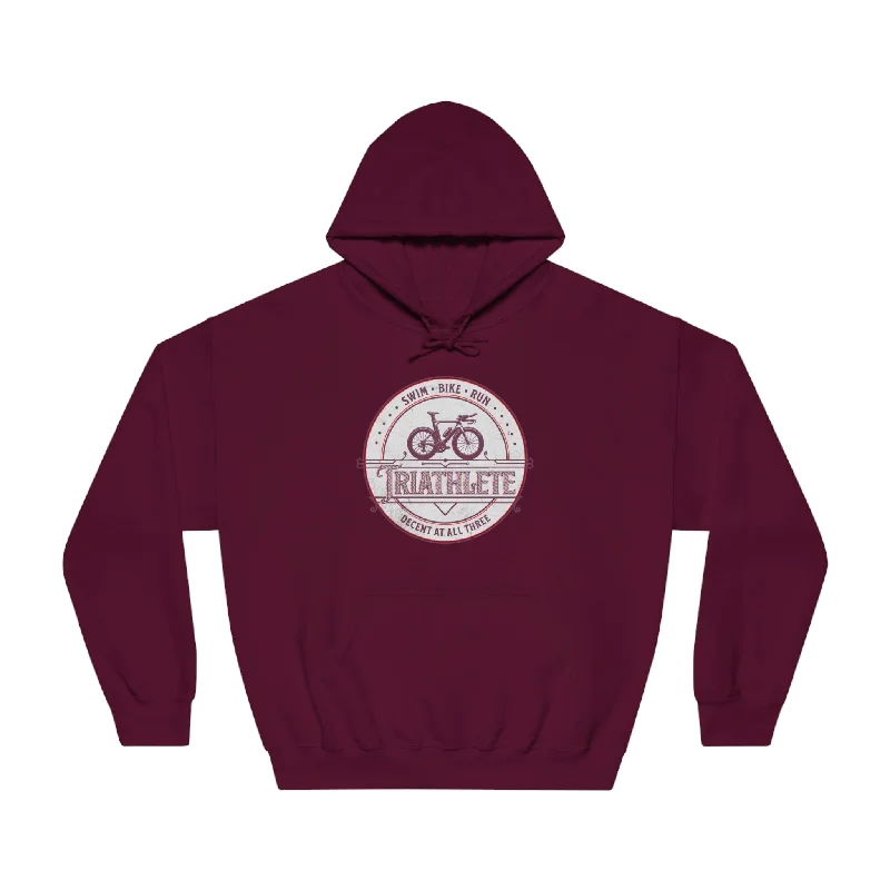 Triathlete - Decent at All Three Hoodie - Unisex Hoodie with Lace Feminine Delicate