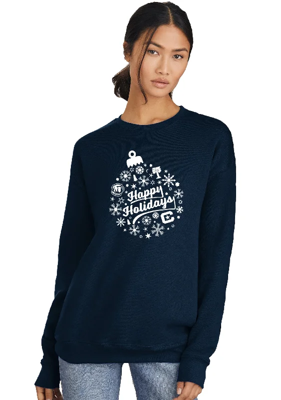The Citadel, Happy Holidays Ornament Design, Unisex Drop Shoulder Sweatshirt Hoodie with Strings Custom Fit Adjustable The Citadel, Happy Holidays Ornament Design, Unisex Drop Shoulder Sweatshirt Hoodie with Strings Custom Fit Adjustable