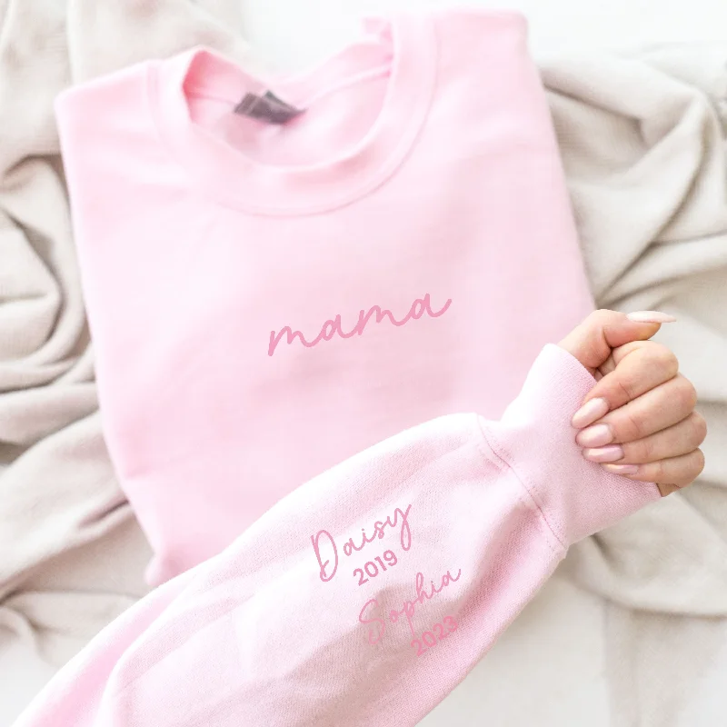 On My Sleeve Personalised Tonal Mama Sweatshirt Hoodie with Ribbed Cuffs Snug Fit Comfort On My Sleeve Personalised Tonal Mama Sweatshirt Hoodie with Ribbed Cuffs Snug Fit Comfort