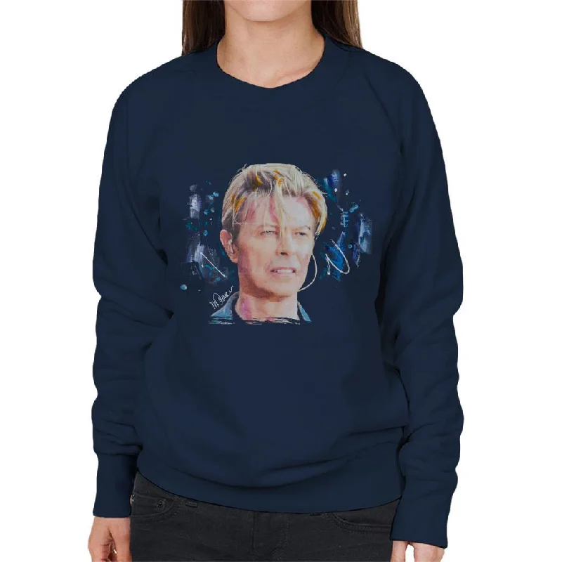 Sidney Maurer Original Portrait Of David Bowie Live Women's Sweatshirt Hoodie with Sequins Glamorous Eye-catching Sidney Maurer Original Portrait Of David Bowie Live Women's Sweatshirt Hoodie with Sequins Glamorous Eye-catching