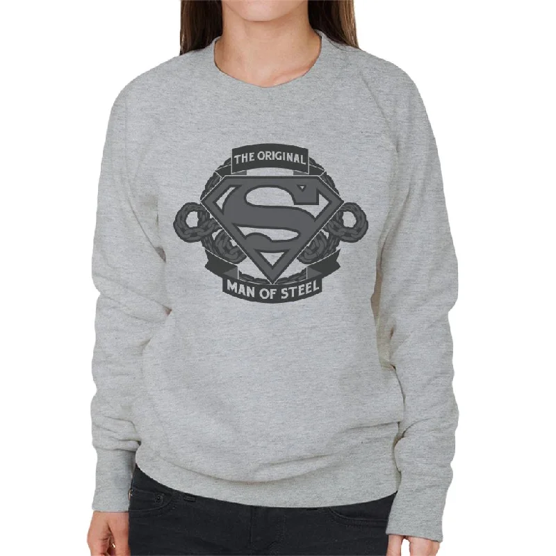 Superman Original Man Of Steel Chain Link Logo Women's Sweatshirt Hoodie with Relaxed Fit Easy Casual Superman Original Man Of Steel Chain Link Logo Women's Sweatshirt Hoodie with Relaxed Fit Easy Casual