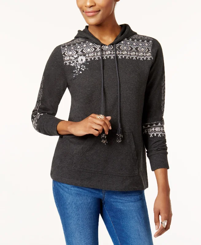 Style & Co Cotton Embroidered Hoodie Sweatshirt Hoodie with Pocket Utility Practical Style & Co Cotton Embroidered Hoodie Sweatshirt Hoodie with Pocket Utility Practical