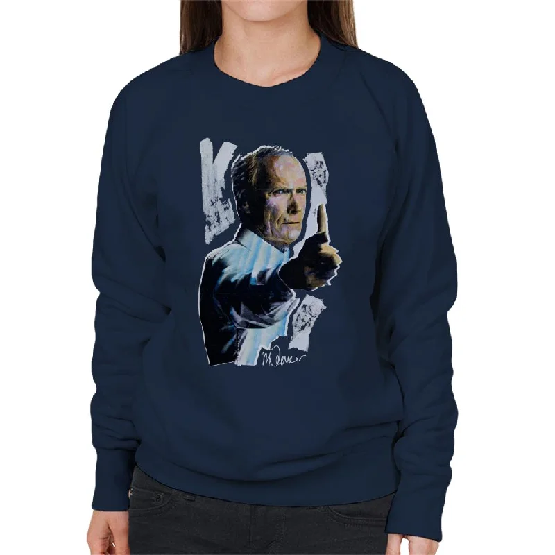 Sidney Maurer Original Portrait Of Clint Eastwood Gran Torino Women's Sweatshirt Hoodie with Embroidery Detailed Premium Sidney Maurer Original Portrait Of Clint Eastwood Gran Torino Women's Sweatshirt Hoodie with Embroidery Detailed Premium