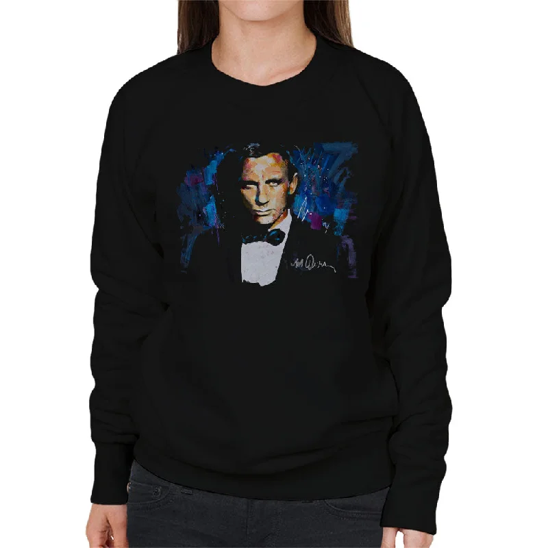 Sidney Maurer Original Portrait Of Daniel Craig James Bond Women's Sweatshirt Hoodie with Emblem Brand Identity Sidney Maurer Original Portrait Of Daniel Craig James Bond Women's Sweatshirt Hoodie with Emblem Brand Identity