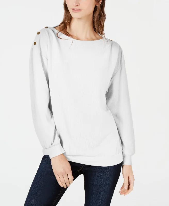 1.State Cozy Metallic Trim Sweatshirt Hoodie with Elastic Waist Stretchable Comfortable 1.State Cozy Metallic Trim Sweatshirt Hoodie with Elastic Waist Stretchable Comfortable