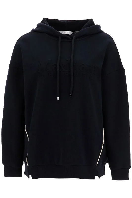 Hooded Sweatshirt With Piping  - Black Hoodie with Cropped Fit Short Trendy