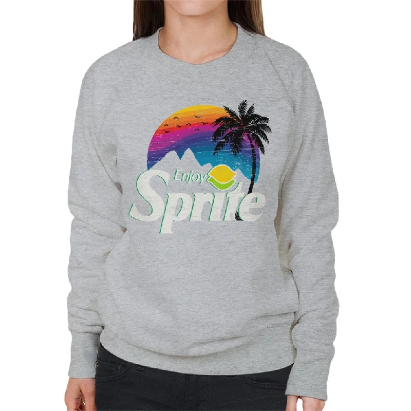 Sprite Palm Tree Sunset Women's Sweatshirt Hoodie with Hem Drawcord Adjustable Customizable Sprite Palm Tree Sunset Women's Sweatshirt Hoodie with Hem Drawcord Adjustable Customizable