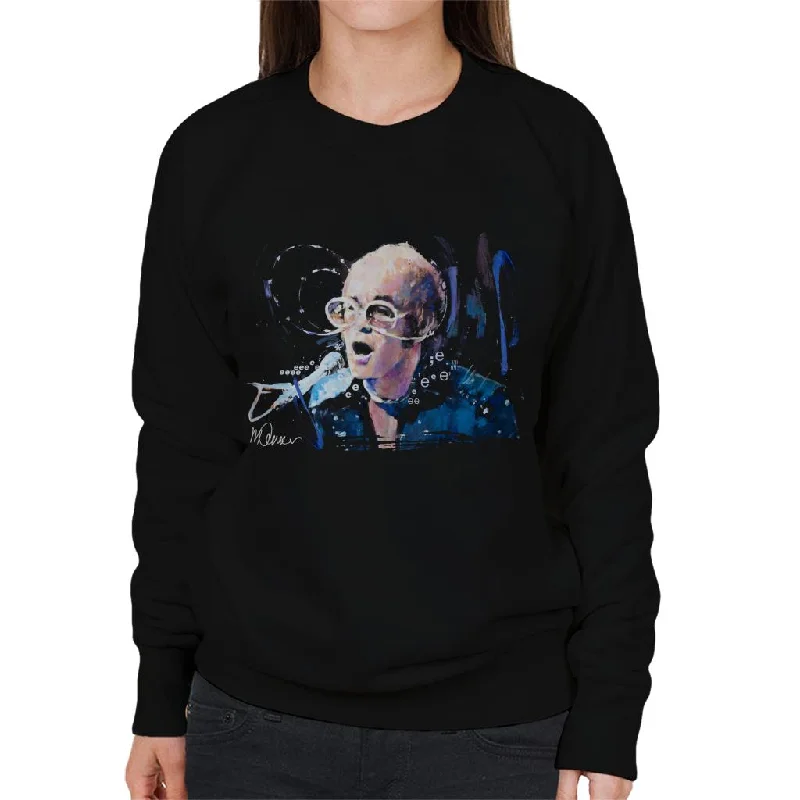 Sidney Maurer Original Portrait Of Elton John May Sunglasses Women's Sweatshirt Hoodie with Contrast Stitching Detailed Premium Sidney Maurer Original Portrait Of Elton John May Sunglasses Women's Sweatshirt Hoodie with Contrast Stitching Detailed Premium