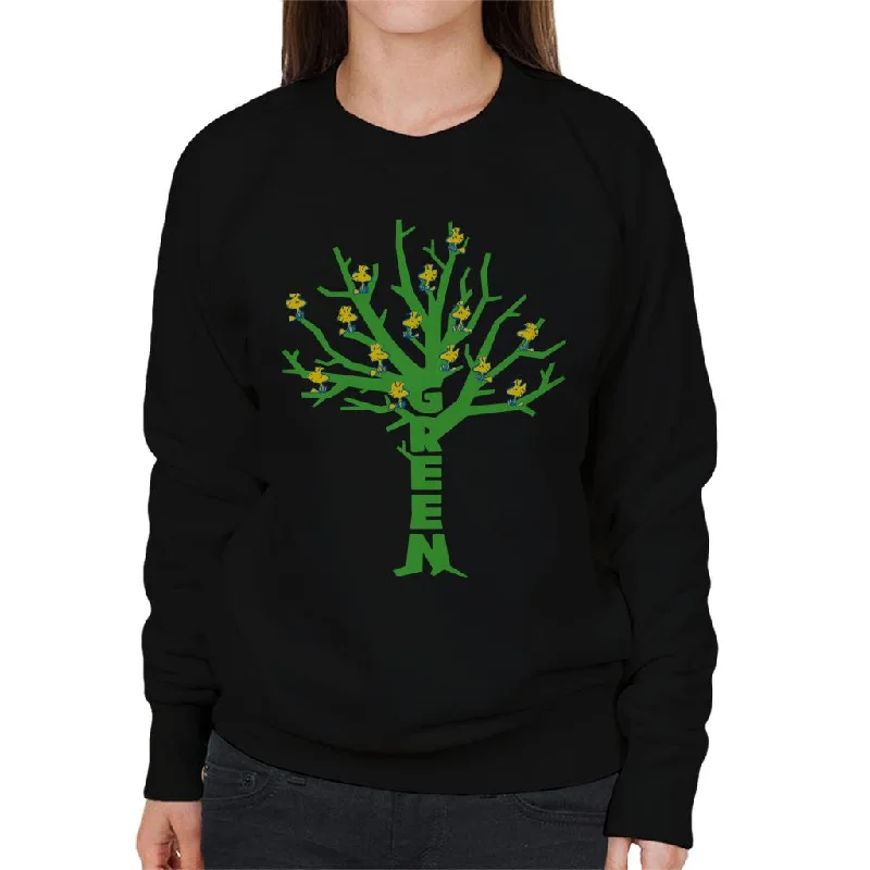 Peanuts Woodstock Green Tree Women's Sweatshirt Hoodie with Magnetic Closure Innovative Modern