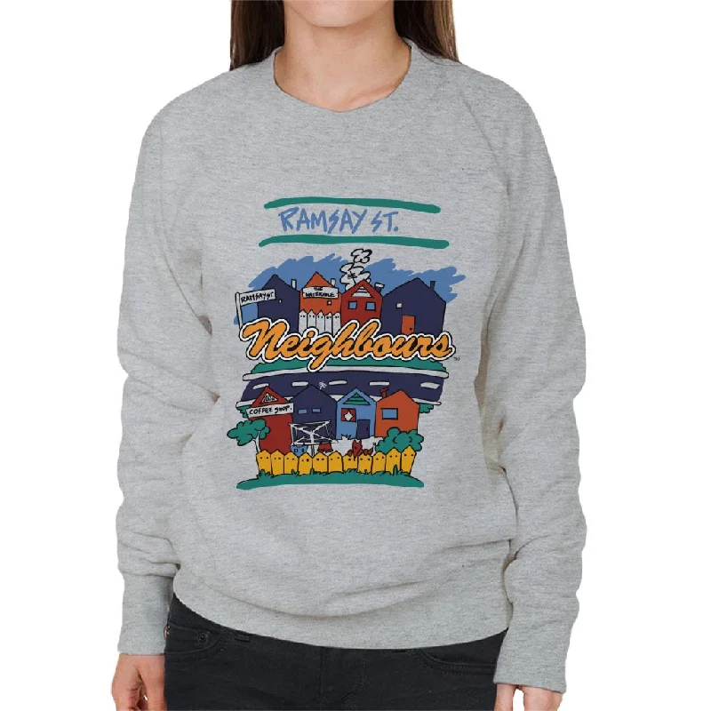 Neighbours Ramsay St Houses Women's Sweatshirt Hoodie with Ribbed Cuffs Snug Fit Comfort Neighbours Ramsay St Houses Women's Sweatshirt Hoodie with Ribbed Cuffs Snug Fit Comfort