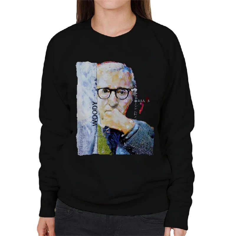 Sidney Maurer Original Portrait Of Director Woody Allen Women's Sweatshirt Hoodie with Strings Custom Fit Adjustable Sidney Maurer Original Portrait Of Director Woody Allen Women's Sweatshirt Hoodie with Strings Custom Fit Adjustable