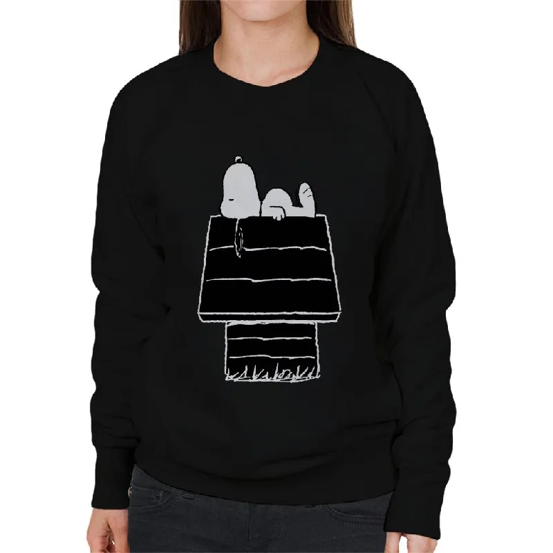 Peanuts Snoopy Black And White Kennel Women's Sweatshirt Hoodie with Thumb Holes Functional Cozy Peanuts Snoopy Black And White Kennel Women's Sweatshirt Hoodie with Thumb Holes Functional Cozy