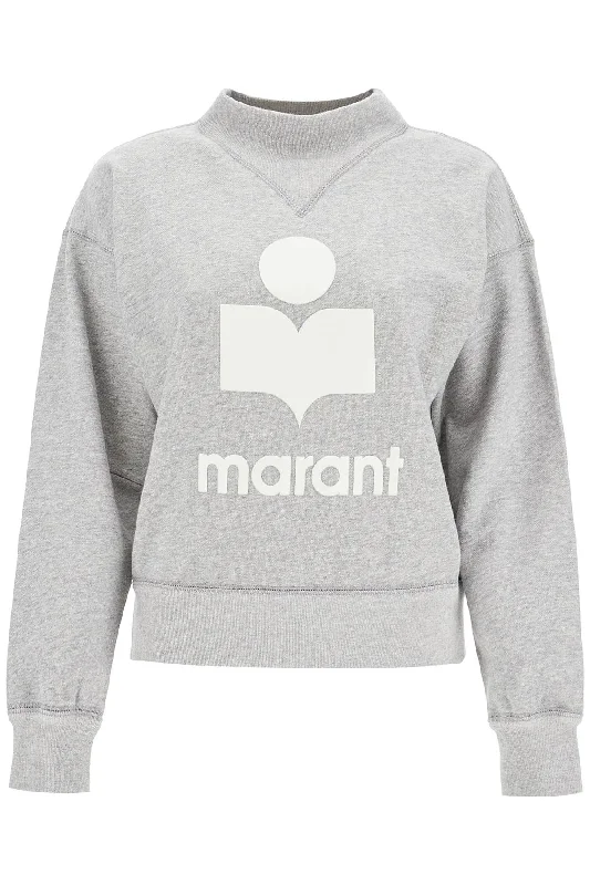 Moby Sweatshirt With Flocked Logo - Grey Hoodie with Oversized Fit Loose Comfortable Moby Sweatshirt With Flocked Logo - Grey Hoodie with Oversized Fit Loose Comfortable