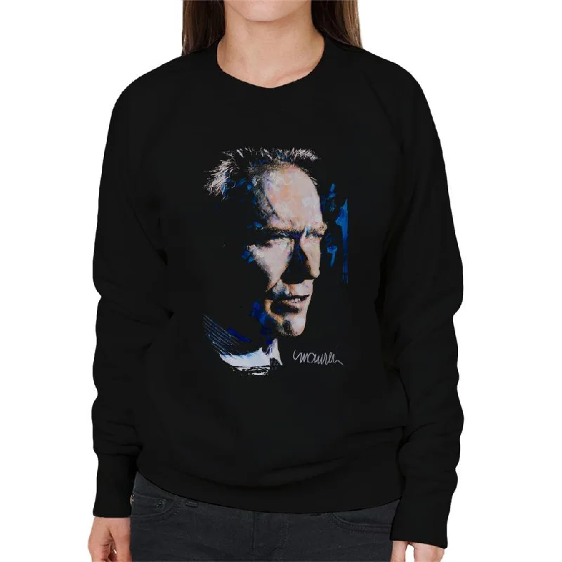 Sidney Maurer Original Portrait Of Clint Eastwood Women's Sweatshirt Hoodie with Neon Bright Vibrant Sidney Maurer Original Portrait Of Clint Eastwood Women's Sweatshirt Hoodie with Neon Bright Vibrant