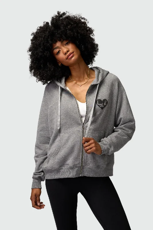Spiritual Gangster Heart Everyday Zip Hoodie - Heather Grey Hoodie with Crew Neck Simple Timeless Spiritual Gangster Heart Everyday Zip Hoodie - Heather Grey Hoodie with Crew Neck Simple Timeless