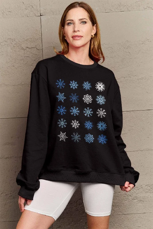 Simply Love Full Size Snowflakes Round Neck Sweatshirt Hoodie with Reflective Safety Nightwear Simply Love Full Size Snowflakes Round Neck Sweatshirt Hoodie with Reflective Safety Nightwear