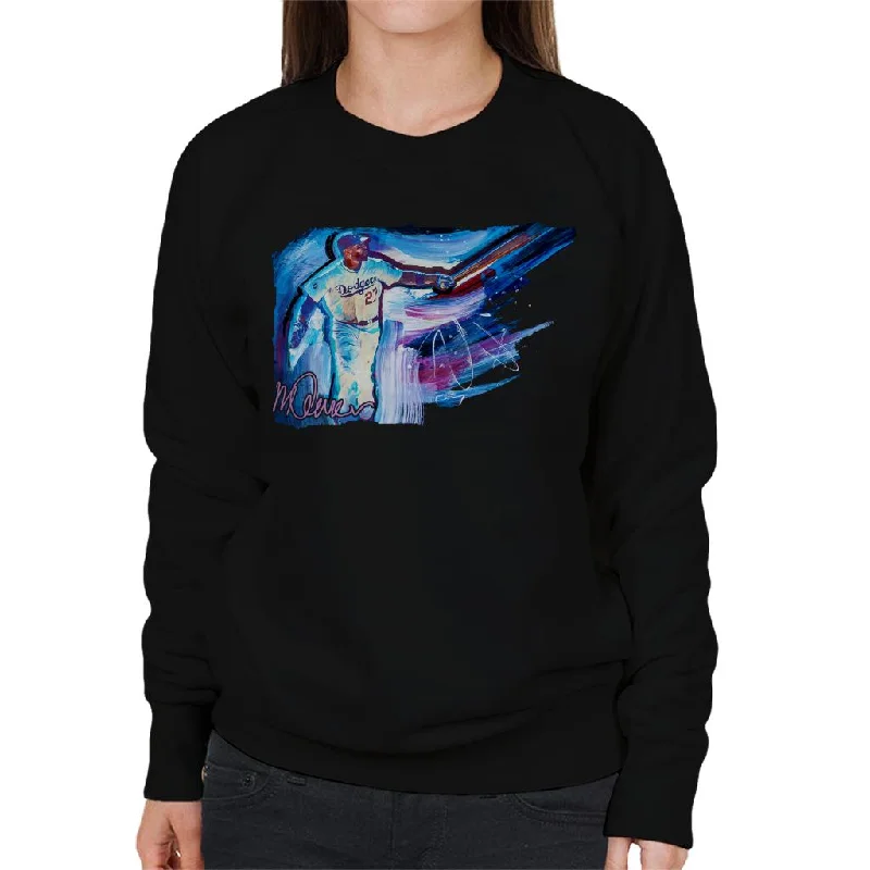 Sidney Maurer Original Portrait Of Dodgers Star Matt Kemp Women's Sweatshirt Hoodie with Typography Text Message Sidney Maurer Original Portrait Of Dodgers Star Matt Kemp Women's Sweatshirt Hoodie with Typography Text Message