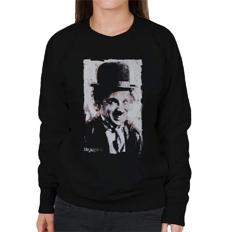 Sidney Maurer Original Portrait Of Charlie Chaplin Smiling Women's Sweatshirt Hoodie with Camouflage Military Edgy Sidney Maurer Original Portrait Of Charlie Chaplin Smiling Women's Sweatshirt Hoodie with Camouflage Military Edgy