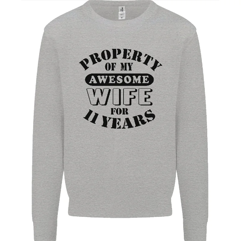 11th Wedding Anniversary 11 Year Funny Wife Mens Sweatshirt Jumper Hoodie with Hem Detail Decorative Unique 11th Wedding Anniversary 11 Year Funny Wife Mens Sweatshirt Jumper Hoodie with Hem Detail Decorative Unique