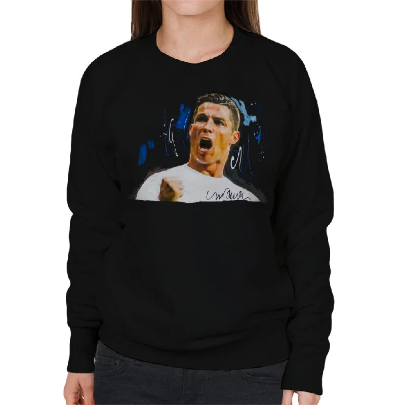 Sidney Maurer Original Portrait Of Cristiano Ronaldo Cheering Women's Sweatshirt Hoodie with Turtle Neck Cozy Winter Sidney Maurer Original Portrait Of Cristiano Ronaldo Cheering Women's Sweatshirt Hoodie with Turtle Neck Cozy Winter