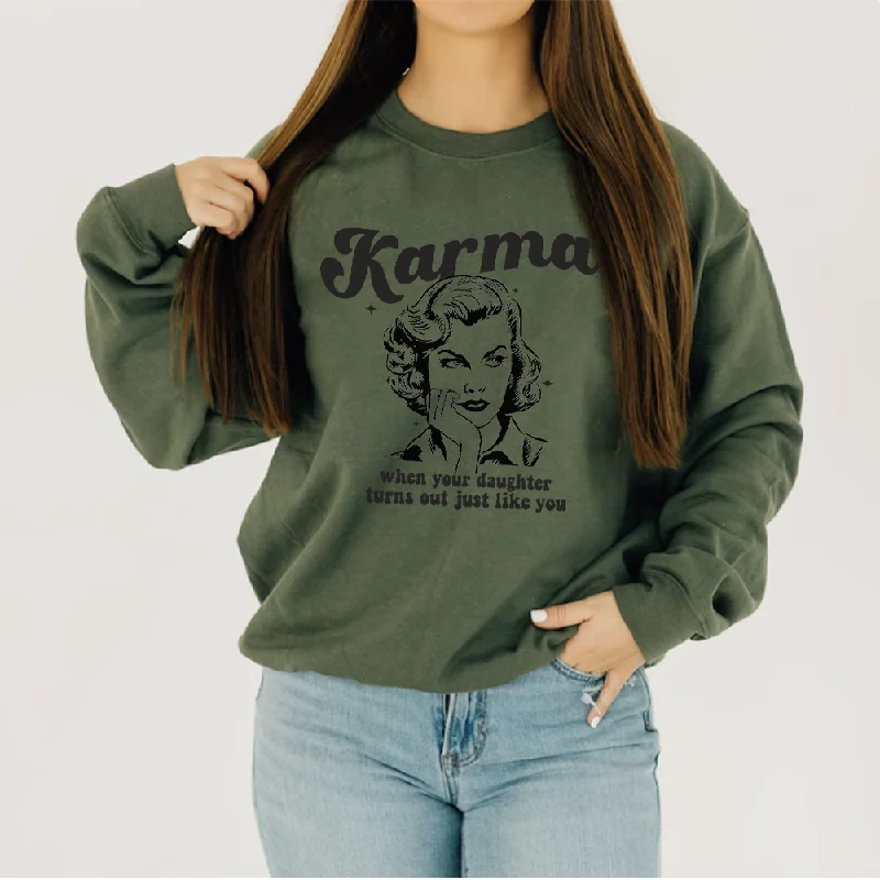 Karma.. she's Just Like You Retro Women's Sweatshirt Hoodie with Button Classic Timeless Karma.. she's Just Like You Retro Women's Sweatshirt Hoodie with Button Classic Timeless