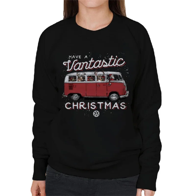 Volkswagen Christmas Camper Van Have A Vantastic Christmas Women's Sweatshirt Hoodie with Hem Elastic Stretchable Comfortable Volkswagen Christmas Camper Van Have A Vantastic Christmas Women's Sweatshirt Hoodie with Hem Elastic Stretchable Comfortable
