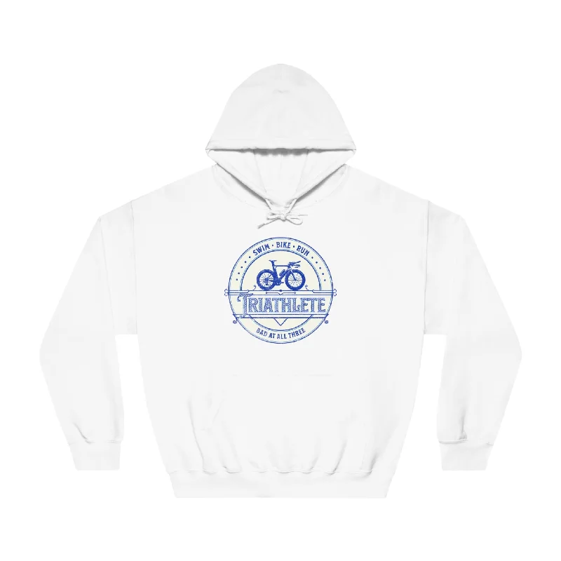 Triathlete - Bad at All Three (Blue) Hoodie - Unisex Hoodie with Set-In Sleeves Structured Classic Triathlete - Bad at All Three (Blue) Hoodie - Unisex Hoodie with Set-In Sleeves Structured Classic