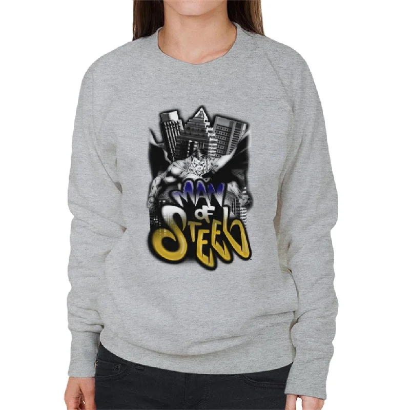 Superman Comic Style Graffiti Man Of Steel Women's Sweatshirt Hoodie with Hem Ribbing Snug Secure Superman Comic Style Graffiti Man Of Steel Women's Sweatshirt Hoodie with Hem Ribbing Snug Secure