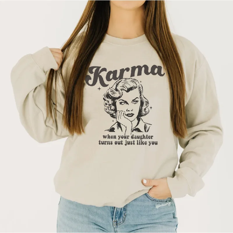 Karma.. she's Just Like You Retro Women's Sweatshirt Hoodie with Color Block Contrast Stylish Karma.. she's Just Like You Retro Women's Sweatshirt Hoodie with Color Block Contrast Stylish