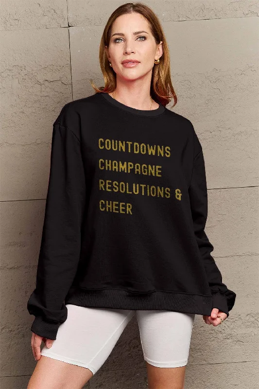 Simply Love Full Size COUNTDOWNS CHAMPAGNE RESOLUTIONS & CHEER Round Neck Sweatshirt Hoodie with Thumb Holes Functional Cozy Simply Love Full Size COUNTDOWNS CHAMPAGNE RESOLUTIONS & CHEER Round Neck Sweatshirt Hoodie with Thumb Holes Functional Cozy