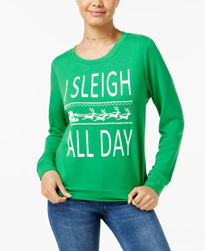 Rebellious One Juniors Sleigh All Day Graphic Sweatshirt Hoodie with Pocket Utility Practical Rebellious One Juniors Sleigh All Day Graphic Sweatshirt Hoodie with Pocket Utility Practical