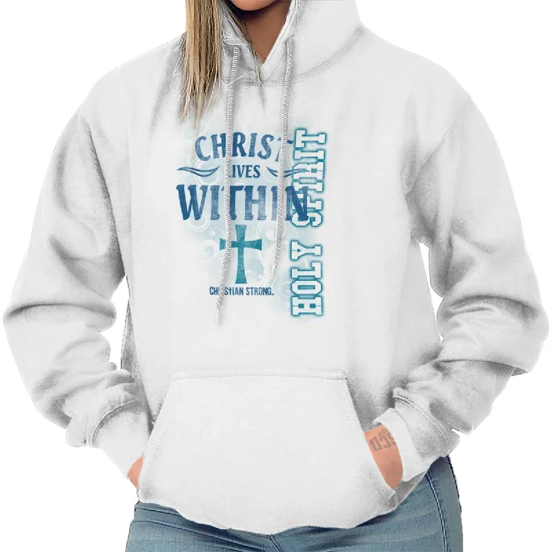 Christ Lives Within Hoodie Hoodie with Hidden Zipper Minimalist Clean