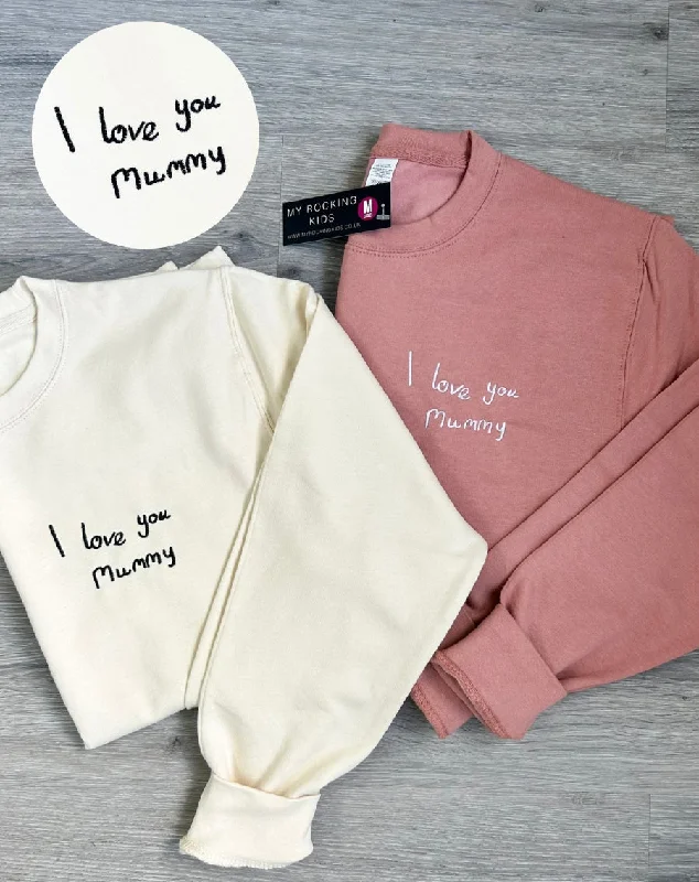 Customised Handwriting Embroidered Sweatshirt Hoodie with Elastic Waist Stretchable Comfortable Customised Handwriting Embroidered Sweatshirt Hoodie with Elastic Waist Stretchable Comfortable
