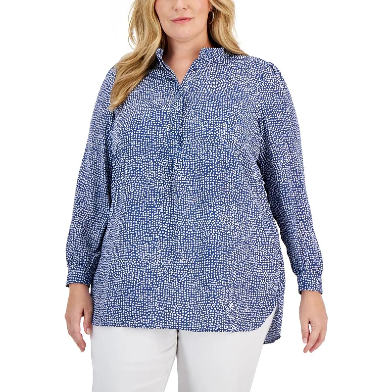 Anne Klein Womens Plus Blouse Double-Layered Blouse