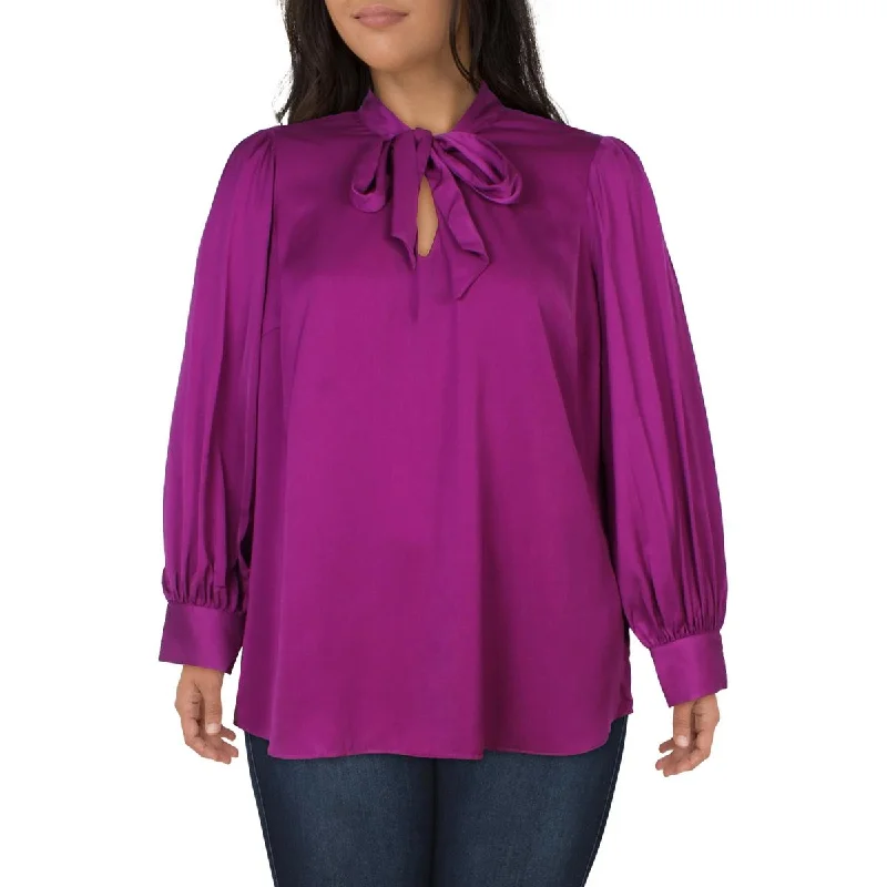 City Chic Womens Tie B  Blouse Polished Work Blouse