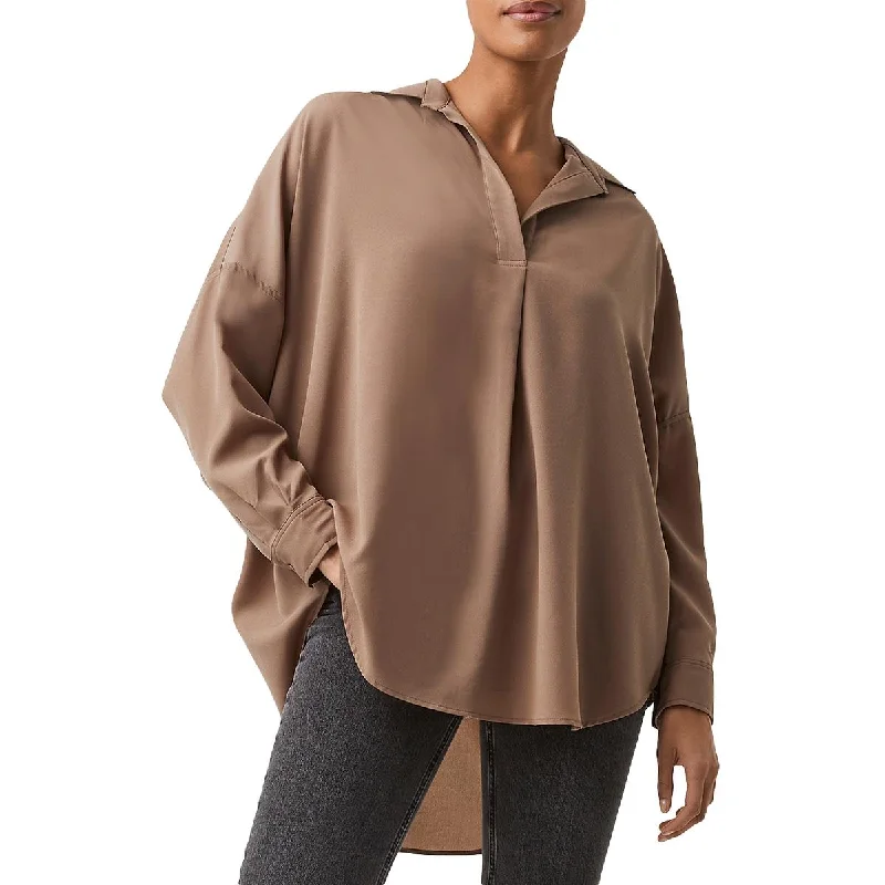 French Connection Womens Rhodes Hi-Low Office Wear Blouse Stylish Wrap Blouse