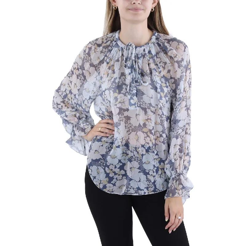 Joie Womens Floral Print s Blouse Polished Work Blouse