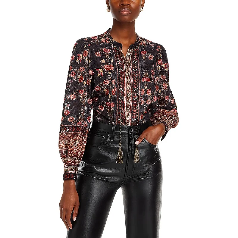 Kobi Halperin Womens Chiffon Floral Blouse Loose Fit Blouse