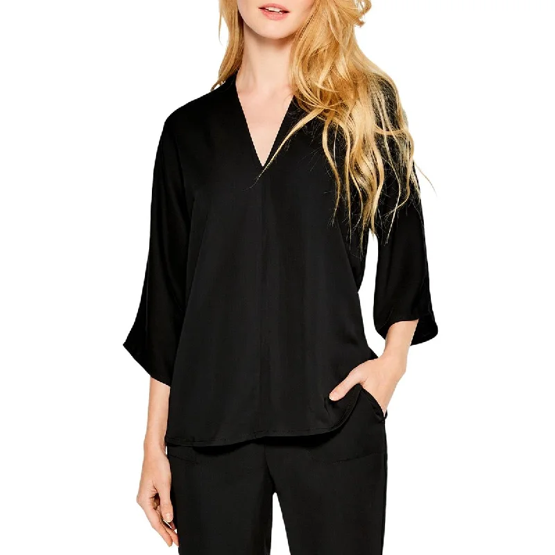 Nic + Zoe Womens Satin Matte Blouse Business Casual Blouse